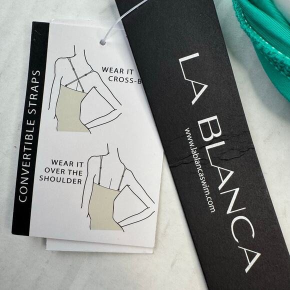 La Blanca Island Goddess Underwire Twist Bikini Top in Emerald NWT Size 4 - Picture 6 of 9